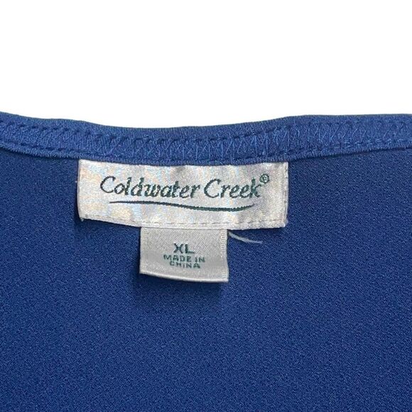 Coldwater Creek Deep Blue Wrap-Neck Top N0273 - Picture 3 of 7